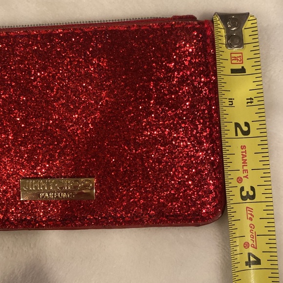 Jimmy Choo Red Sparkle Coin Purse Pouch - Picture 4 of 6